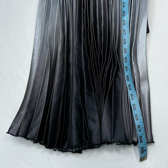 Aqua Pleated Shimmer Gown Black Silver Purple Metallic Maxi Dress Sleeveless 0 - Picture 11 of 15
